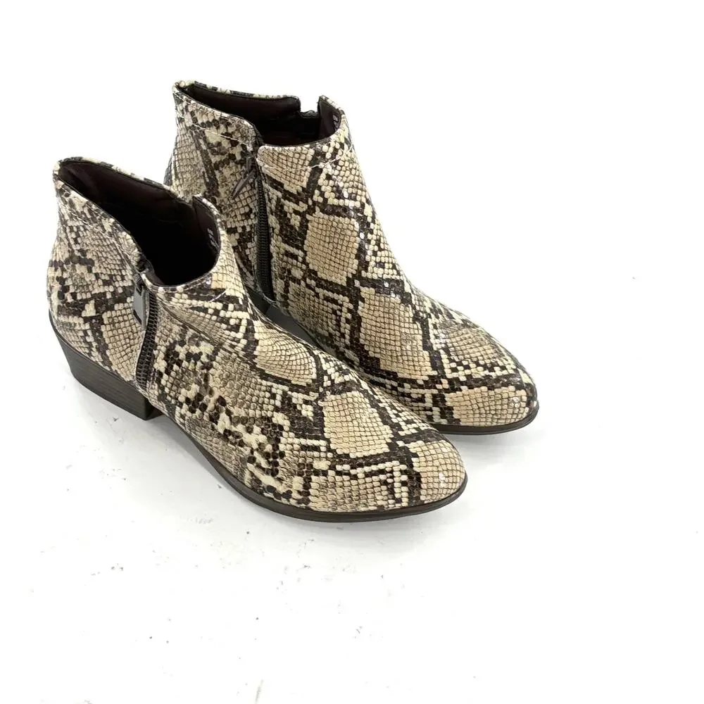 Unionbay Natural Snakeskin Tabby Boots 6 NWOT Ankle Booties Tan Brown Western